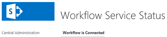 Siden Workflow Service Status i Central Administration med beskeden “Workflow is Connected”.